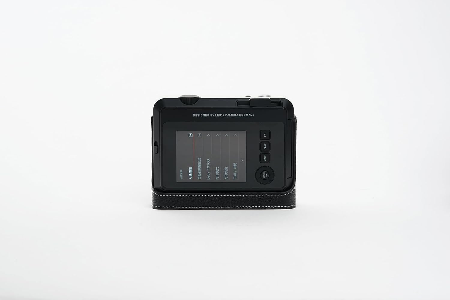 SOFORT 2 Camera Case, Handmade Genuine Real Leather Half Camera Case Bag Cover for Leica SOFORT 2 Camera Bottom Opening Version + Hand Strap (Black)