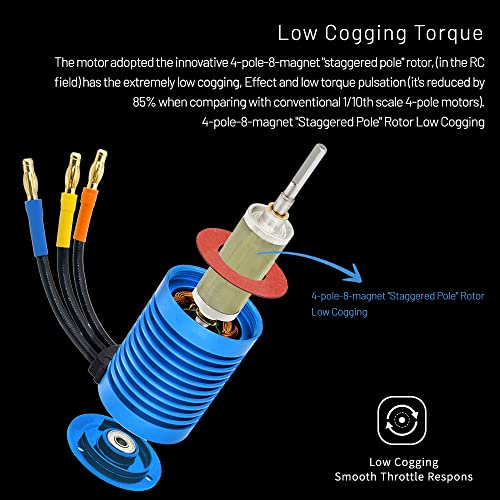 Globact 128 Sensorless Waterproof Brushless Motor F540 3650 4390Kv 4P Rc Brushless Motor For 1/10 Rc Scale Short Course Truck Slash Redcat Arrma Axial Hsp Hpi Wltoys Kyosho Helion thumb #2