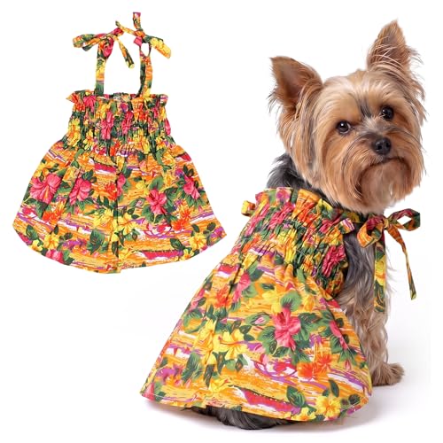 Robe hawaïenne pour chien respirant avec bretelles de traction intégrées