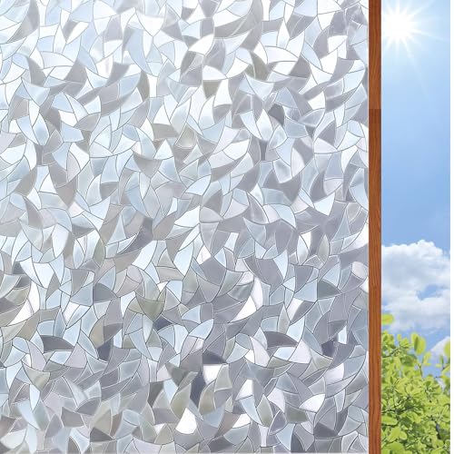 Image of WOO Home Frosted Glass Window Film & Stickers (24 X 24 Inchs) Privacy Window Cover for Home & Office - Easy Apply, UV Protection, Removable Decorative Film (6d Stone 2 X 2 SQFT)