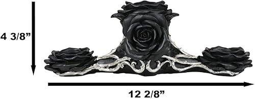 Ebros Gift Gótico Barroco Victoriano Rosas Negras Vines Triple Votiva Vela Vela Titular Estatuilla Decorativa