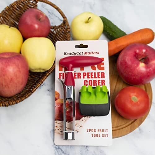Potato Peeler Apple Corer Tool Set - Pack of 2 - Kitchen Kit | Pumpkin Carving Tool, Fruit Vegetable Seeds Corer & Double Finger Guard Peeler