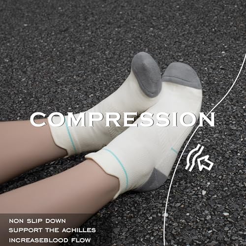 Image of BRISIRA Coolmax Bamboo Viscose Women Compression Running Ankle Socks No Show Athletic Wicking Thick Cushioned Arch Support