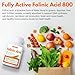 Smelling salts Folinic Acid 1360 mcg DFE - Active Folate Supplement for Methylation Support, Energy, Brain Health - Vegan, Non-GMO, Easy-Absorb, 60 Capsules