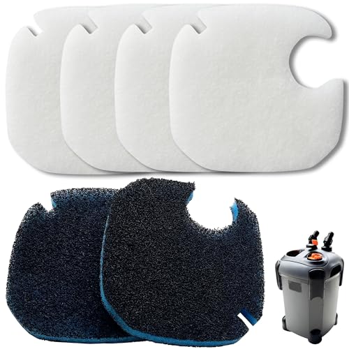 Replacement Canister Filter Pads Compatible with AMOSIJOY 172/225/265GPH Aquarium External Filter, 4 White Floss and 2 Coarse Filter Pads for PONDFORSE 172/225/265GPH Canister Filter (6 Pack)