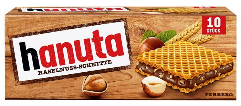 2X FERRERO HANUTA HASELNUSS-SCHNITTE (NOCCIOLA) LIMITED EDITION 220 gr - Wafer ripieni al Cioccolato e Nocciole Sbriciolate - Scatola da 10 pezzi