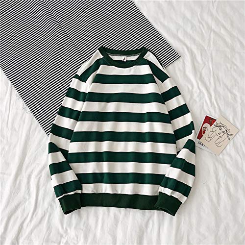Autumn Men's Sweatshirt Casual Sports Jacket Sweater Fashion Striped Round Neck Comfortable Sports Long Sleeves Outdoor Green, X-Large #TOP1