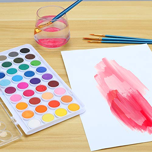 36 Colors Watercolor Paint Set with 12 Brushes, FUBARBAR Water Color Art Painting Drawing Supplies for Kids, Children, Artists, Adults, Beginners Pan Acrylic Non-Toxic - Thumbnail 5