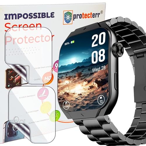 Image of Screen Protector Guard For BeatXP Unbound Curve (1.96 inch inch) Smartwatch (2 pack) - 9H Hardness, Unbreakable TPU Film (NOT A TEMPERED GLASS)