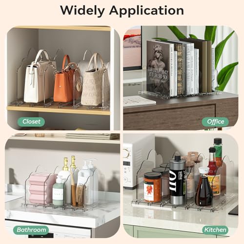 Ninonly 12 Pack Adjustable Acrylic Shelf Dividers for Closet Handbag Storage Organiser Clear Shelf Dividers Detachable for Clothing Storage, Wood Closet, Bedroom,Office - Image 5