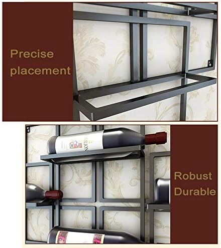 Miniatura 4 de Estante para botellas de vino de montaje en pared de hierro forjado, 8 botellas de soporte de exhibición de vino tinto, Hogar cocina restaurante bar