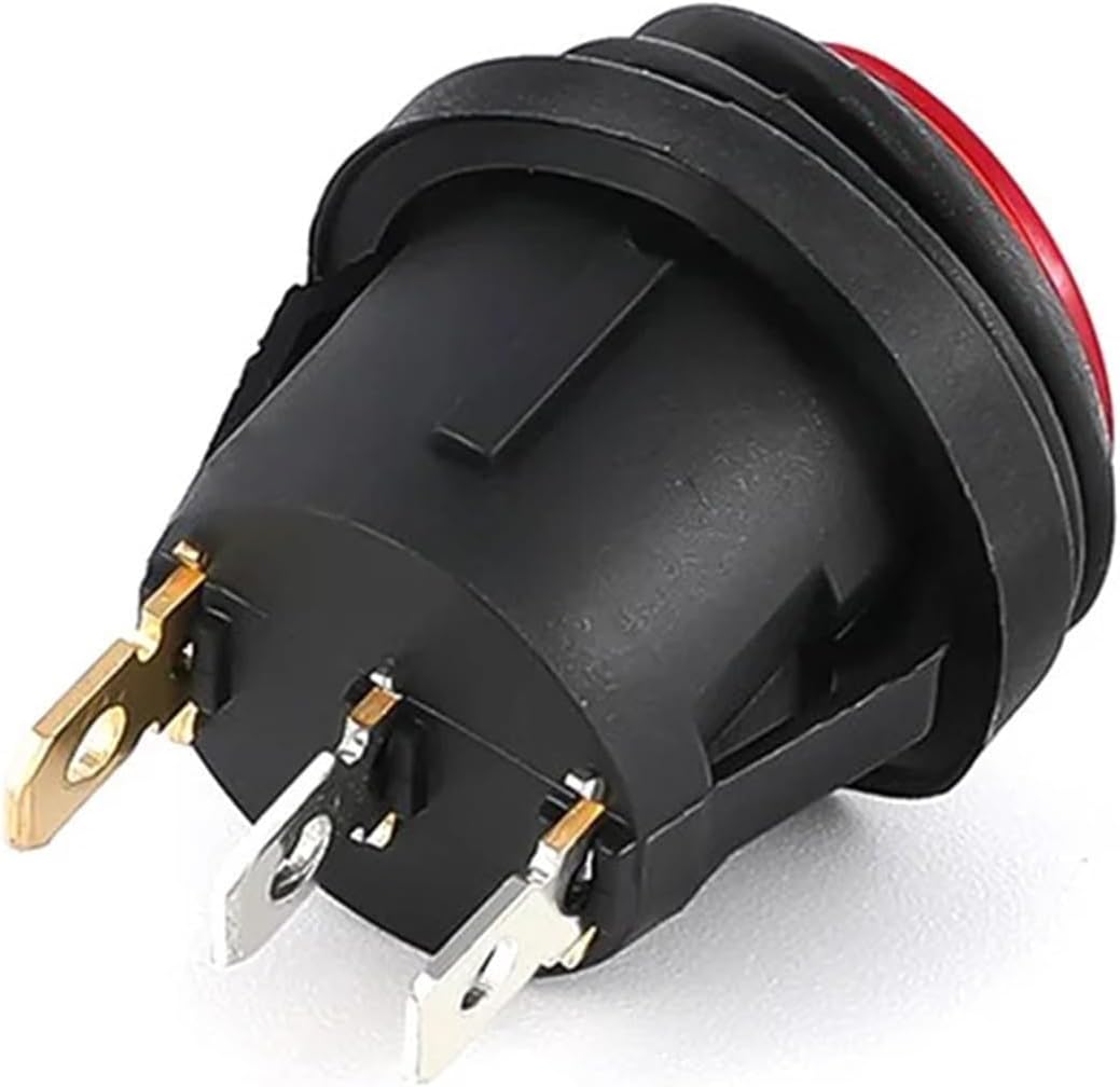 1 Pack Button with 220V Light Rocker Switch Opening 25mm Boat Shape Round 3 Pin Silver Dot(2p Black)