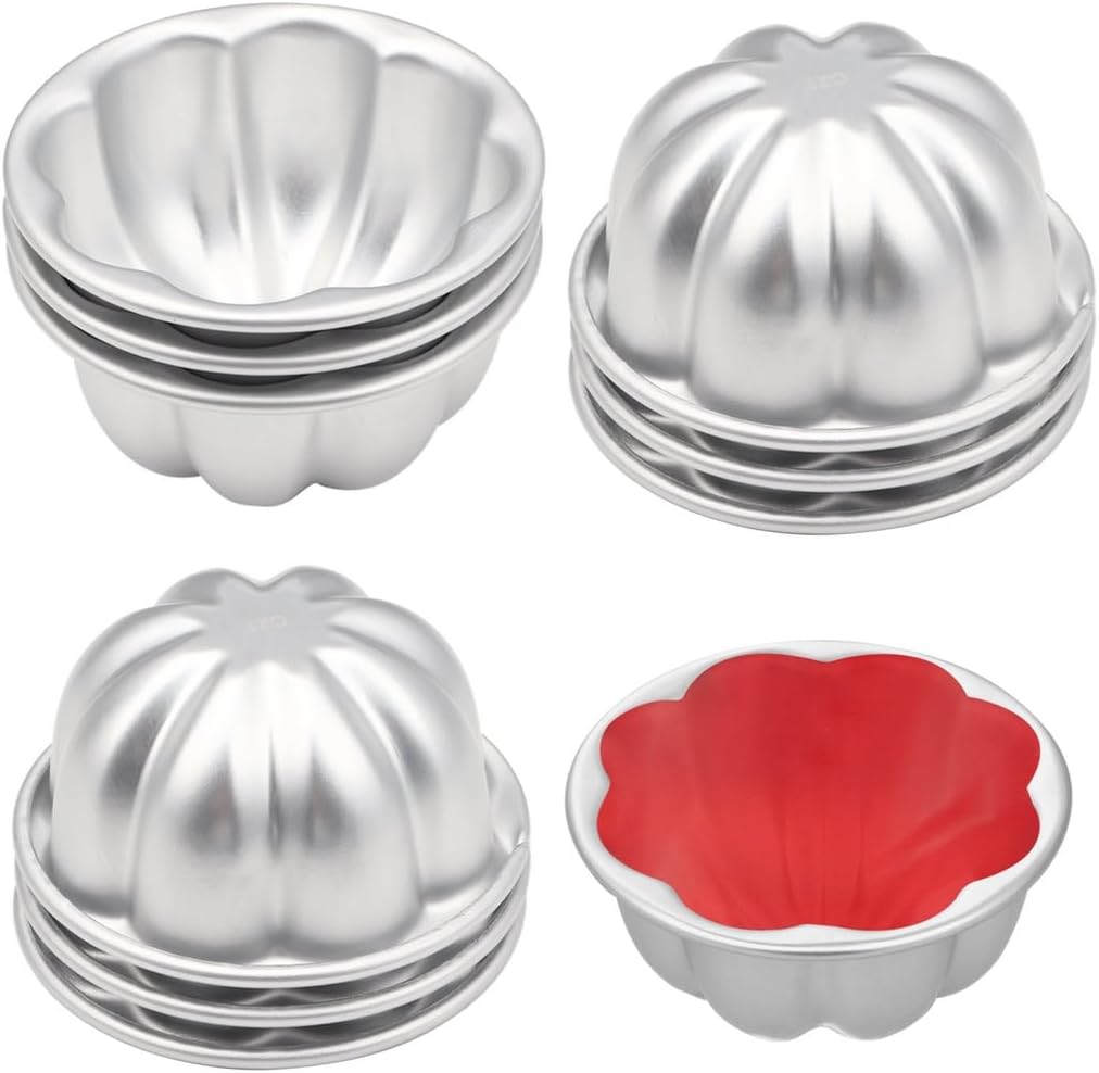 Pudding Cup Molds, 10Pcs Mini Fluted Cake Pans, 3.7-inch Non-Stick Jelly Molds, Easy to Demold, Fast Heat-Up Aluminum Alloy Baking Cup Moulds for Puddings, Jellies, Cupcakes, Brownies, Muffins