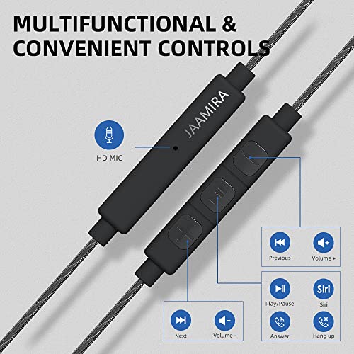 Jaamira Sports Wired Earbuds In-Ear Earphones With Microphone &Volume Control -Bass &Noise Isolation Over Ear Headphones With 3.5Mm Jack -For Android Phone Iphone Computer Gaming Workout Ipx4 Black #TOP3