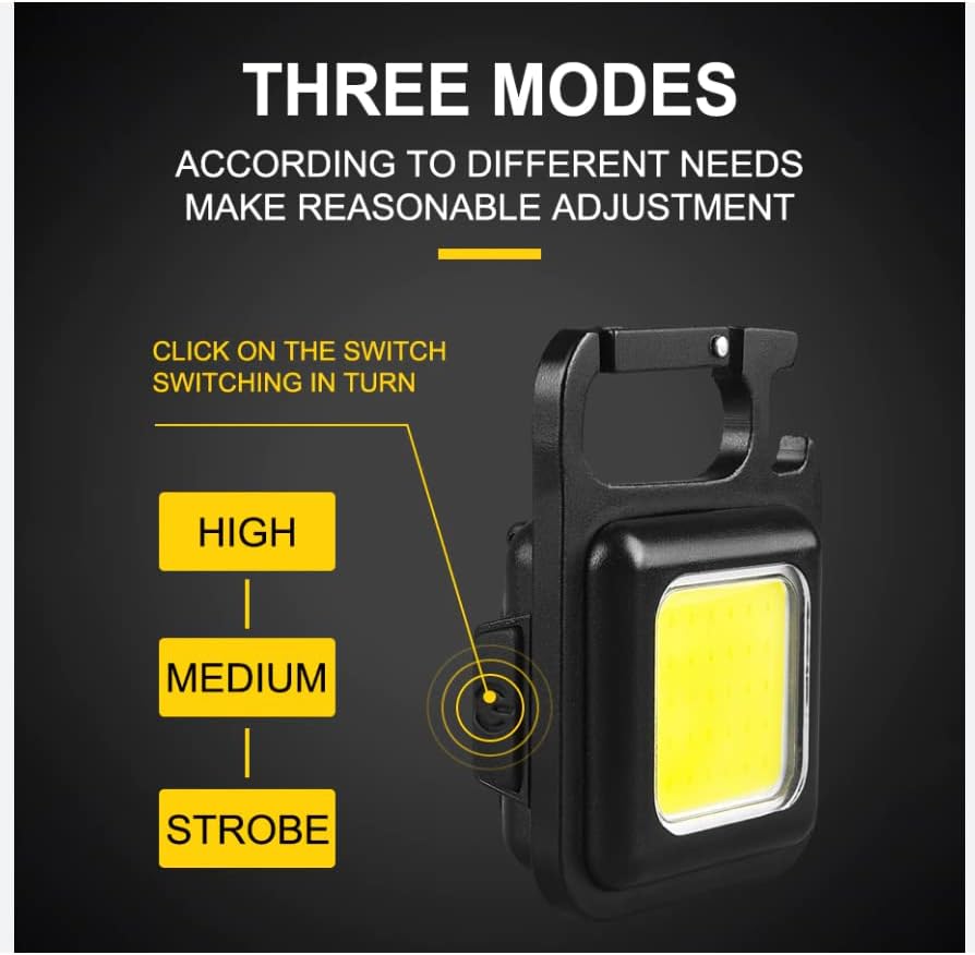 Miniatura 4 de Affinity Stores Linternas de llavero recargables con LED de 800 lúmenes cuenta con 4 modos de iluminación, diseño portátil COB, abrebotellas e imán,