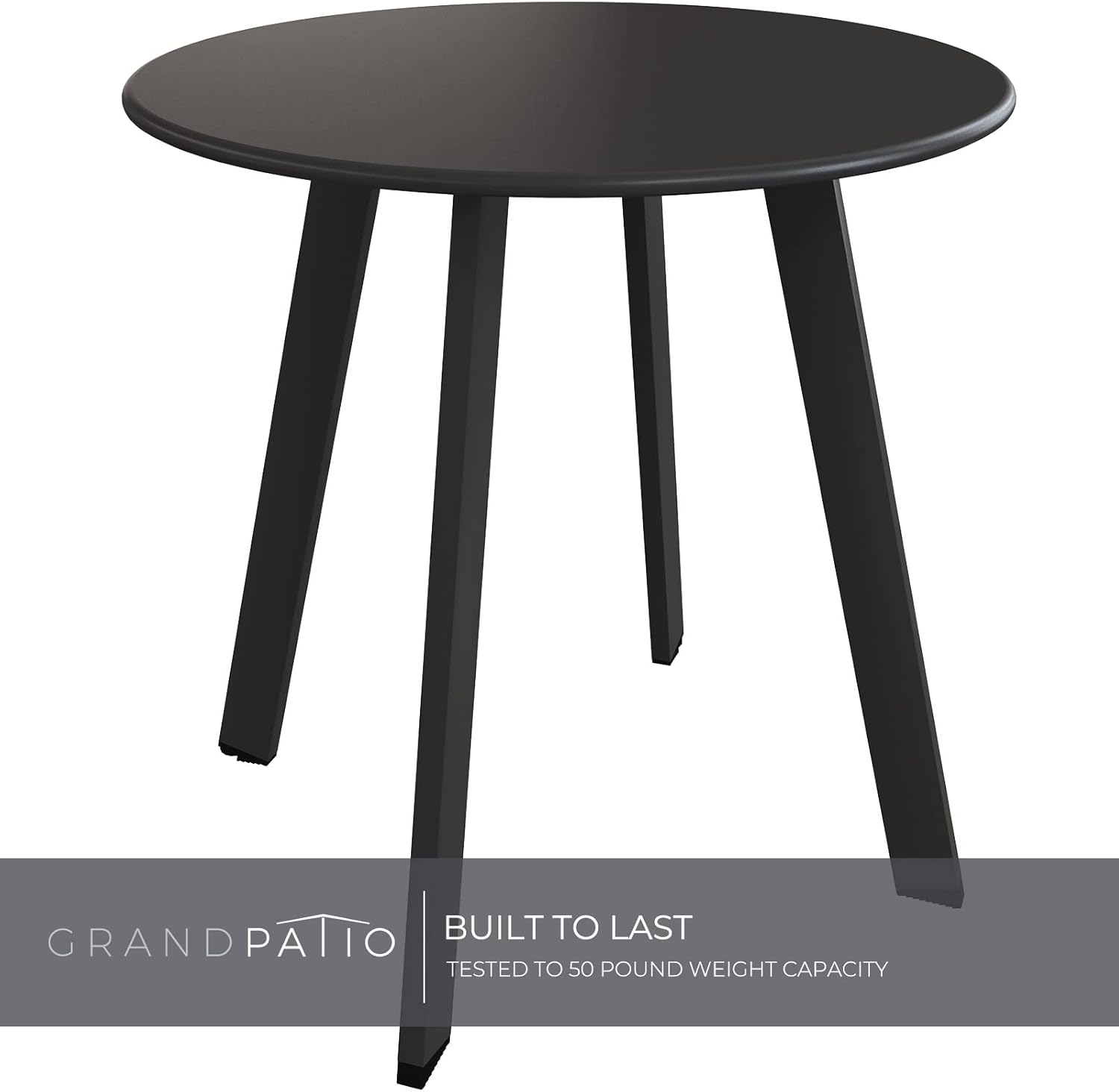 Grand patio Steel Patio Side Table, Weather Resistant Outdoor Round End Table, Black Square Feet : Patio, Lawn & Garden