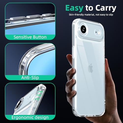 Image of ONES iPhone 17 Air / 17 Air Slim Case Clear, PC + TPU Hybrid, Military-Grade Drop Protection, Anti-Yellowing, Anti-Slip, Shockproof Silicone Hard Cover