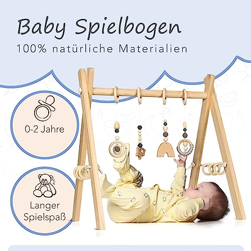 Spielbogen Baby aus Holz Schadstofffreis Spieltrapez Baby Spielzeug ab 0 Monaten für Wohnung und Kinderzimmer mit Activity Holz-Spielzeug – Bild 3