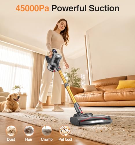 Image of Natrogix Cordless Vacuum Cleaner, Stick Vacuum Cordless Lightweight, 45Mins Runtime, 3 Suction Modes, Smart Display, Wall-Mounted Charging, Vacuum Cleaners for Home Pet Hair, Carpet, Hardwood Floor