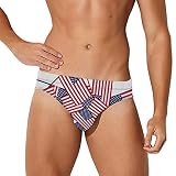 DOUHEN American Flag Swim Briefs Men Mens Independence Day Printing Swimming Print Lace Up Briefs Sw