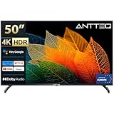 Antteq S50 50 Zoll (127cm) 4K UHD Smart TV mit Android TV, Dolby Vision & HDR10, Triple Tuner DVB-C/S/S2/T/T2, YouTube & DAZN, Google Assistant, 60Hz, Bluetooth, Wi-Fi