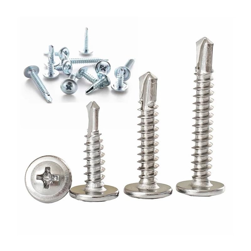 10 viti autofilettanti Phillips a testa rondella, in acciaio inox zincato, M4.2 M4.8, viti hardiflex per metallo e legno (acciaio inossidabile 410, 38 mm_M4.2, 10 pezzi)