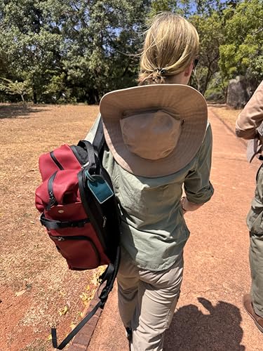 Image of VANGUARD VEO Lite B20L Camera & Everyday Backpack (Red) - Fits Full-Frame Camera with 70-200mm Attached + 3 Lenses, 14 inch Laptop Storage, Rear & Side Access, Convertible Daypack Design