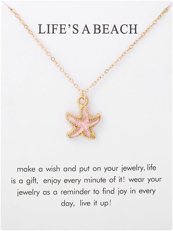 6Pcs Gold Beach Starfish Necklace Set for Women Cute Beachy Hawaii Star Fish Bulk Necklaces Pack Trendy Hawaiian Friendship Matching Jewelry Accessories - Image 6