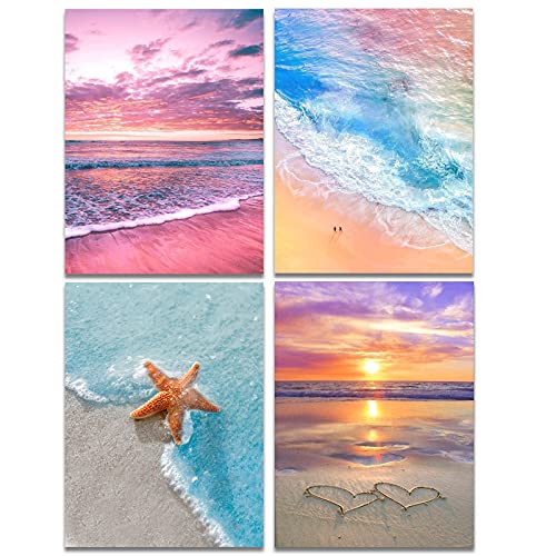 Muzagroo Art 4 Pack 5D Diamond Painting Kits for Adults DIY Drill Diamond Art Kits Arts and Crafts for Beginners Beach and Waves Diamond Wall Art for Living Room by Muzagroo Art - Used condition - CA$11.46