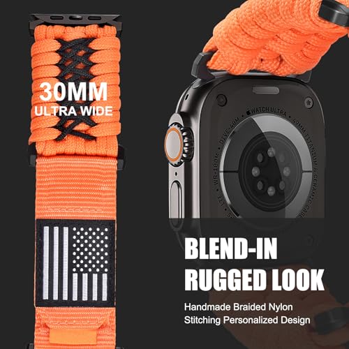 CAGOS Rugged Nylon Apple Watch Ultra 2 Band Compatible with iWatch Band 49mm 46mm 45mm 44mm 42mm Men, Breathable Braided Nylon Strap Sport Loop Adjustable Wristbands for iWatch Bands Ultra 2/Ultra Series 12 11 10 9 8 7 6 5 4 3 2 1 SE (Orange, S/M(6.7"-8.2")) by CAGOS - Used condition - Image 4