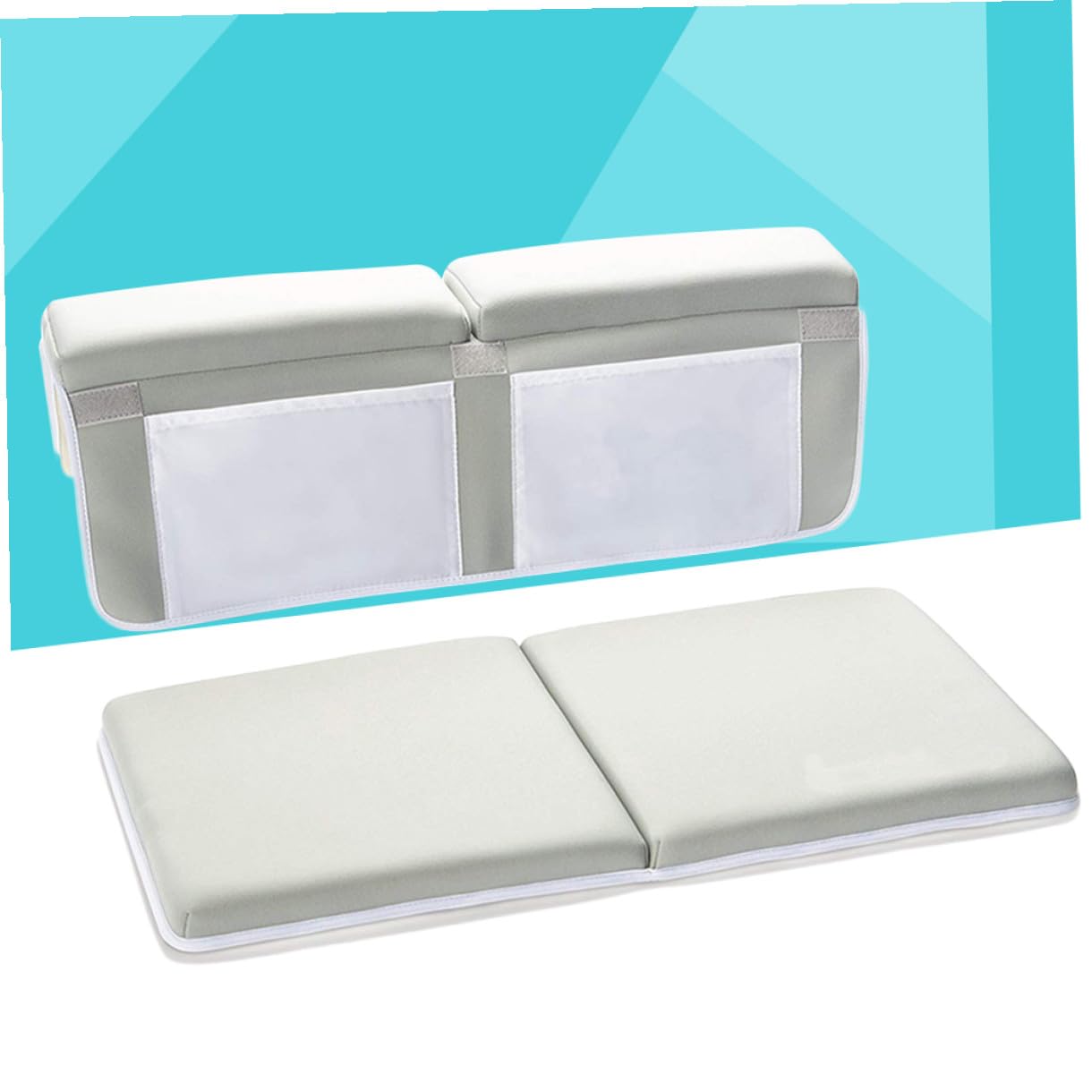 Almohadilla Antideslizante para Bañera con Bolsillos Organizadores y Ventosas Resistentes Cojín Plegable para Rodillas de Padres Baño Protección Cómoda y Segura Gris