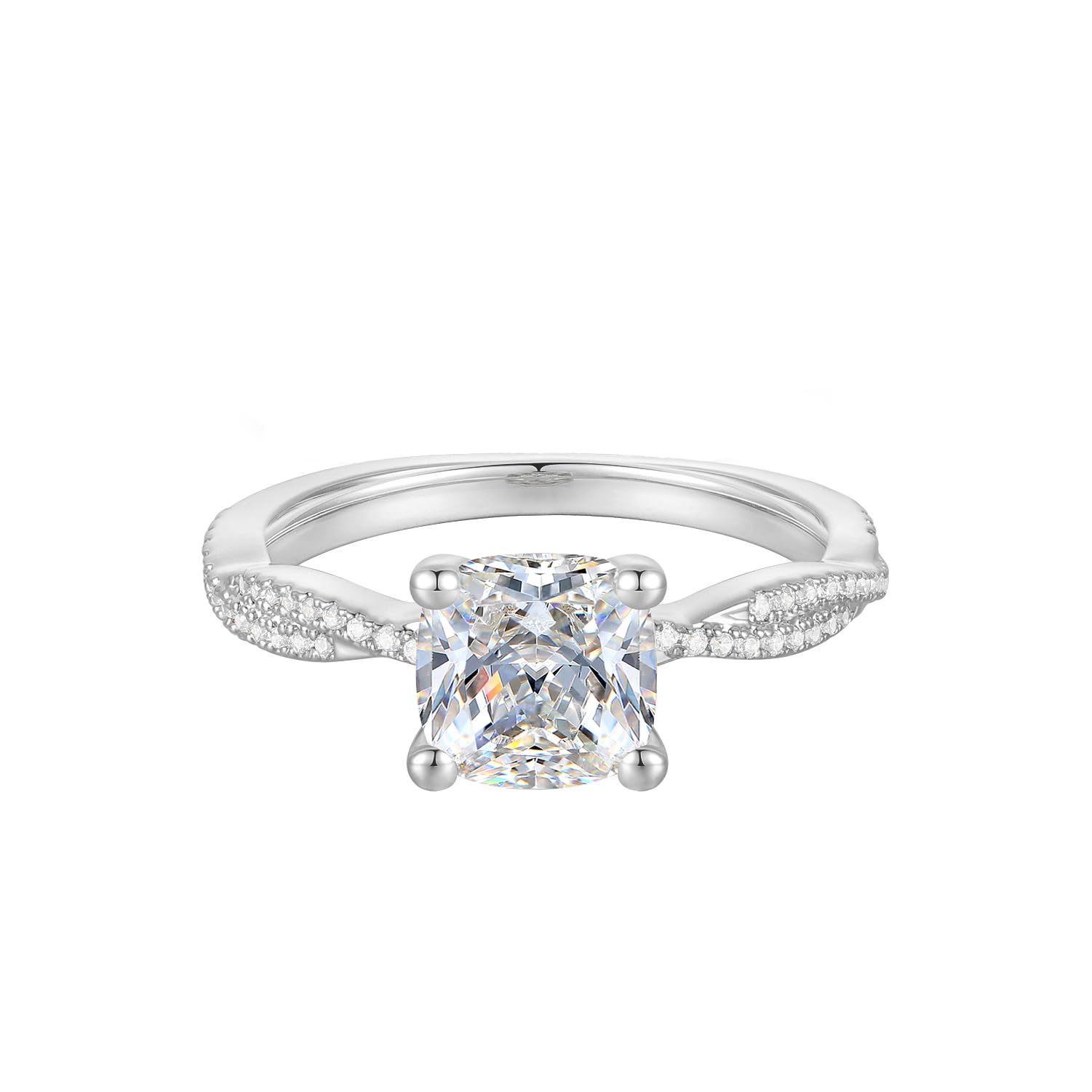 14K Gold Twisted Vine CZ Engagement Ring