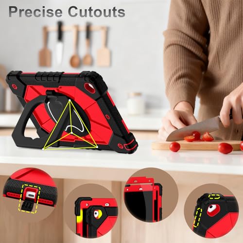 Image of Auizotl Case for iPad 9th /8th /7th Generation 10.2 Inch iPad Case 9th Generation with Screen Protector /Rotate Stand /Pen Holder,Military Grade Shockproof i Pad 9th /8th /7th Gen Cases,Black Red