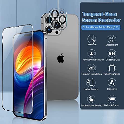Afsku [3+2 Pack] Compatible Iphone 14 Pro Max Screen Protector With Camera Lens Protector, Case Friendly, 9H Hardness, Hd, Anti-Scratch, For Iphone 14 Pro Max 6.7 Inch Tempered Glass Screen Protector #TOP2