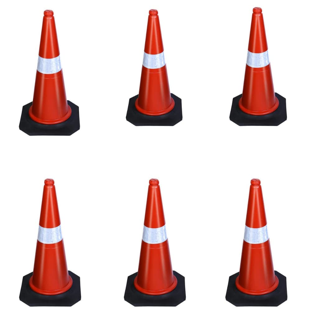 ABS INDUSTRY Safety Cones Multipurpose PVC Plastic Traffic Safety Cone with Black Rubber Weighted Base and Highly Visible Reflective Collar (Pack of 6) (B0BWNRDLYP) Amazon Price History, Amazon Price Tracker