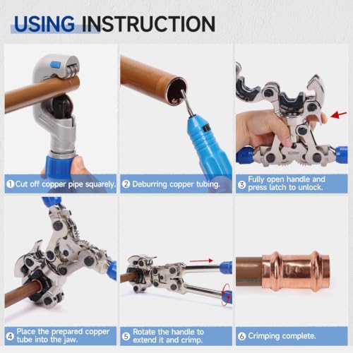 Image of iCrimp Copper Pipe Pressing Tool Kit with Cutter&Deburring Tool for ProPress Copper Fitting-Manufactured by IWISS