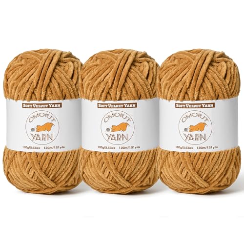 Image of 3 Pack Brown Fluffy Velvet Yarn for Crocheting, Chunky Chenille Baby Blanket Yarn for Crocheting, Soft Fuzzy Puzzle Yarn for Knitting,(100g /3.53oz Each) Bulky Thick Amigurumi Crochet Yarns