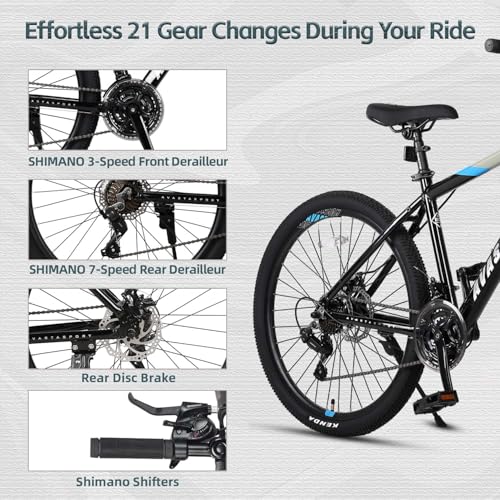 AVASTA Earth 26 27.5 inch Mountain Bike with 21-Speed, Aluminum Frame, Dual Disc Brake, Comfortable Saddle, Multiple Colors