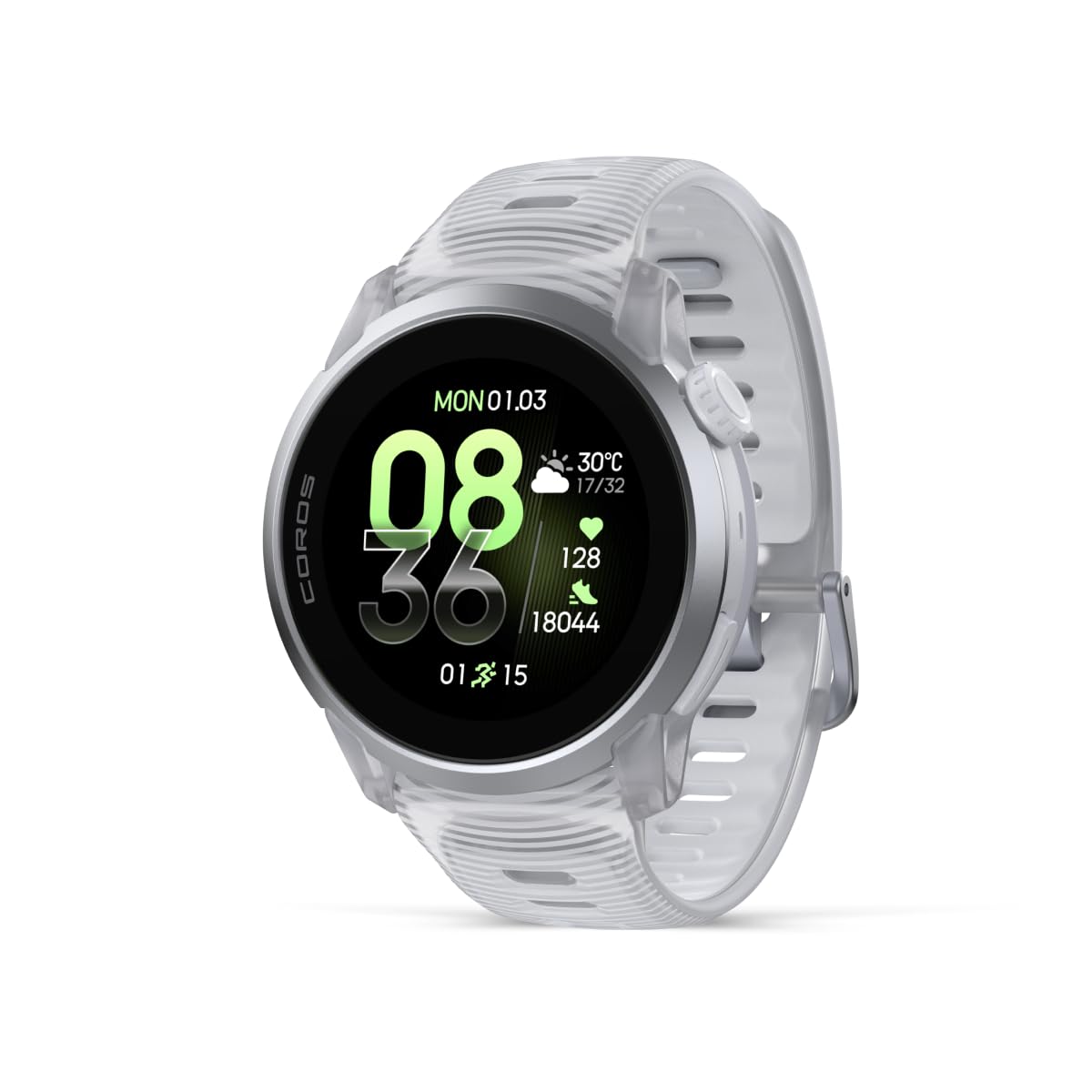 COROS PACE 4 Ultralekki sportowy zegarek GPS, ekran dotykowy AMOLED 1,2", 19 dni codziennego użytkowania, sterowanie głosem, zaawansowane narzędzia treningowe, GPS, nawigacja (biała chmura)