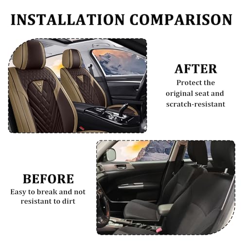 Image of Car Seat Covers Front Seats for Subaru 2000-2026, Waterproof Nappa Leather Car Seat Cover, Full Coverage Car Seat Covers Sets(2 Seats /Brown Coffee)