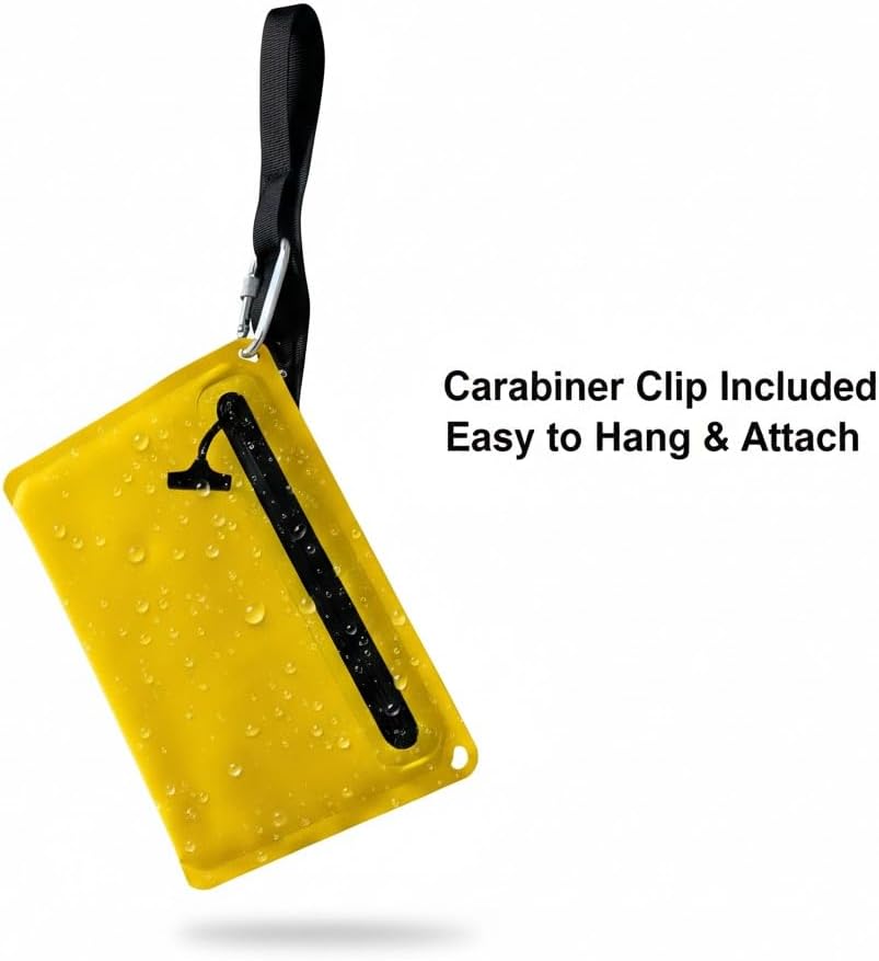 IPX8 Waterproof Tactical EDC Pouch - Large Phone + Passport + Wallet Compatible, Rugged Military-Style Dry Bag with Belt Loop & Attachment Grommets（Bright Yellow）