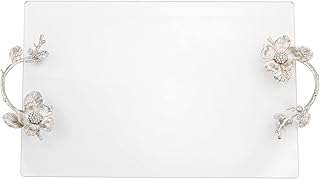 Olivia Riegel Silver Botanica Glass Tray #VT9004