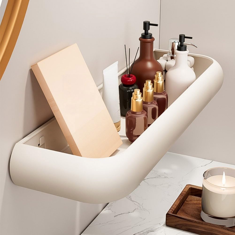Scaffale portaoggetti da doccia, senza trapano, da appendere, per cucina, spezie, trucchi, cosmetici, shampoo, montaggio a parete, per bagno e cucina (G)