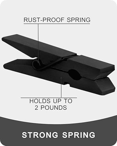 Vista 3 de Mini prendedores para fotos, pinzas pequeñas de color negro, paquete de 100 clips de madera arcoíris coloridos con cuerda de 32 pies