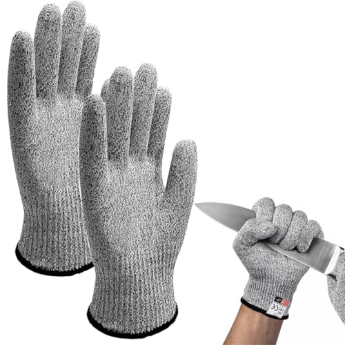 LAKJUOZ Guantes Anticorte,Guantes De Trabajo De Seguridad Protección Nivel 5 De Alto Rendimiento,Guantes Resistentes A Cortes Para Jardinería Y Carpintería,Corte De Carne Y Tallado En Madera,Gris,1 Pa