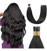Sunya I Tip Remy Human Hair Extensions Natural Black 40 Grams 50 Strands/Package Pre Bonded Hair ...