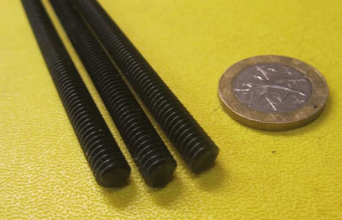 Black Nylon 6/6 Fully Threaded Ro, RH 1/4"-20 x 24 Length 3 Pcs.