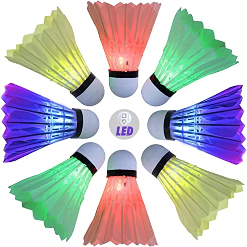 Arespark - LED Badminton Birdies, Arespark Pack-8 Badminton Shuttlecocks LED, Dark Night Colorful Goose Feather Glow Lighting, Light Up Moineau Badminton Ball - -7%