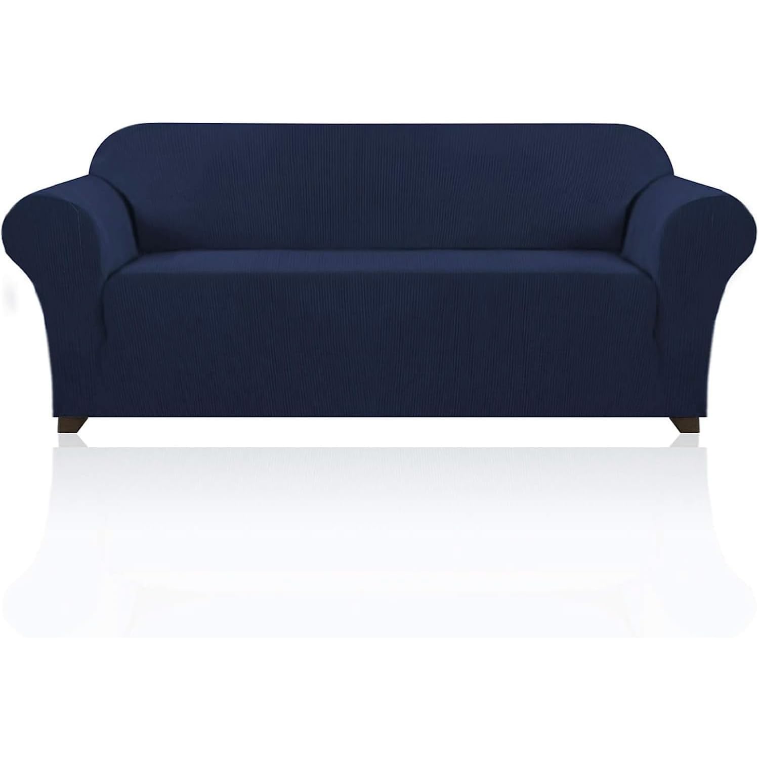 PrinceDeco Stretch Sofa Cover Slipcover Couch Covers for 3 Cushion Couch Furniture Protector Sofa Covers with Non Slip Elastic Bottom Dogs Pet Friendly Fitted(Large Sofa 90"-100",Navy)