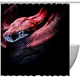 Rideau de douche rouge serpent dangereux pour salle de bain